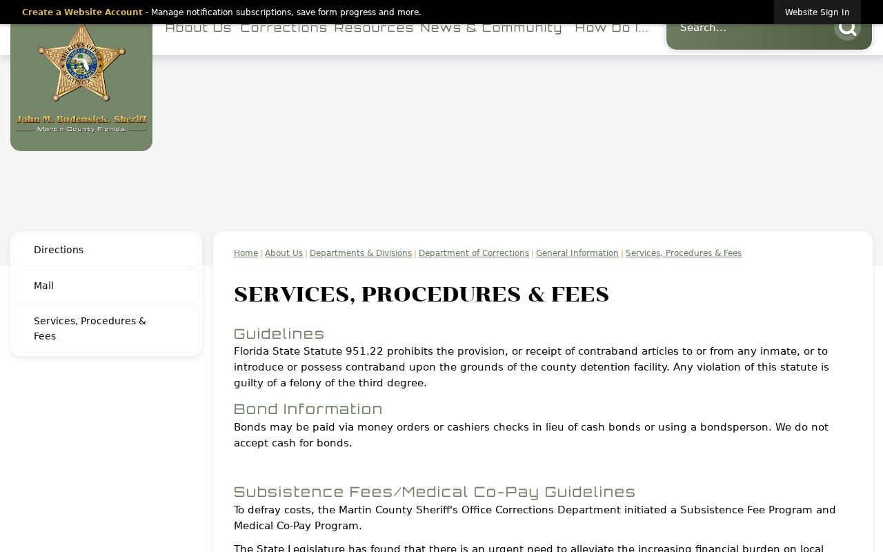 Martin County arrest history jail services procedures