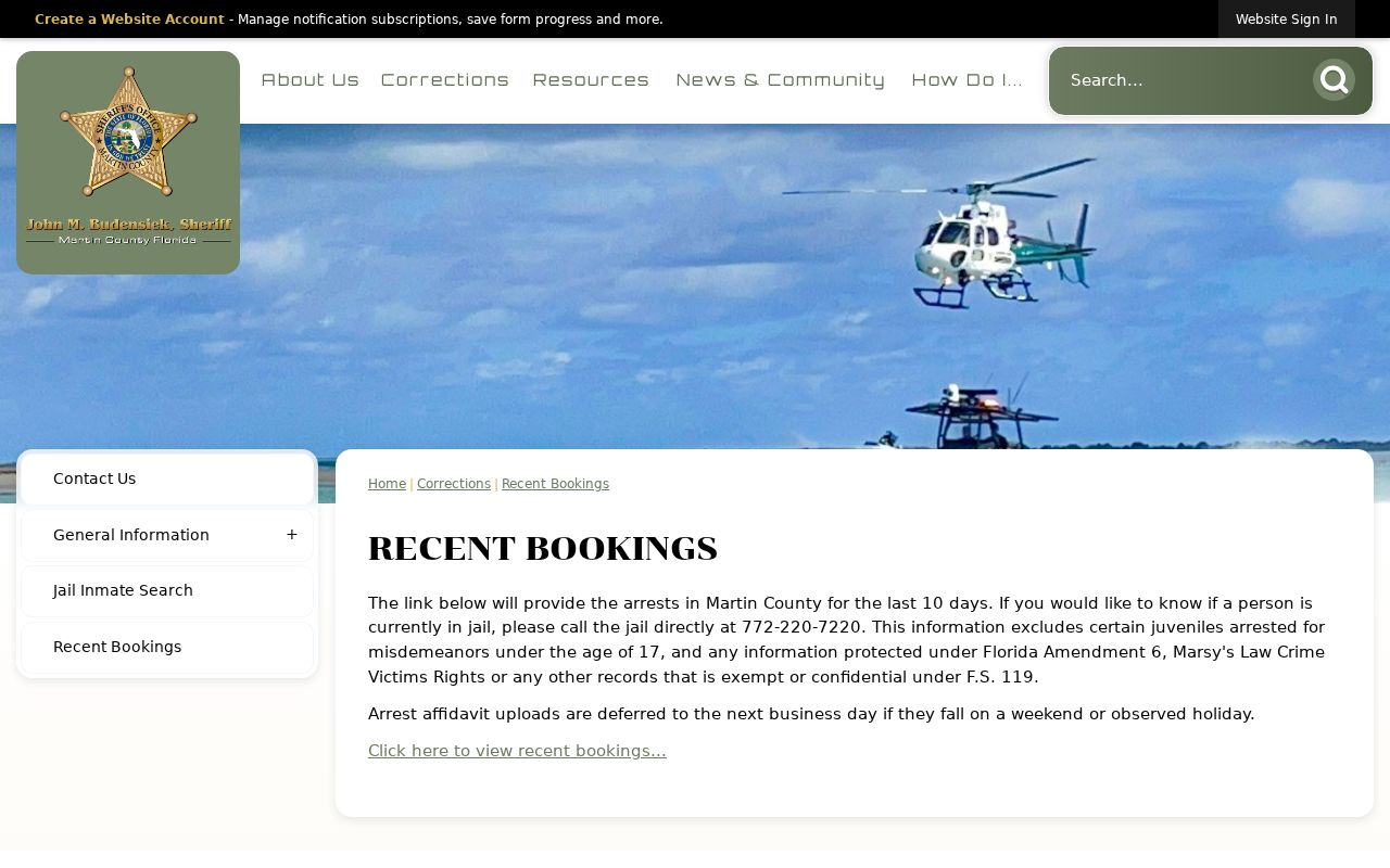 Martin County arrest history recent bookings page