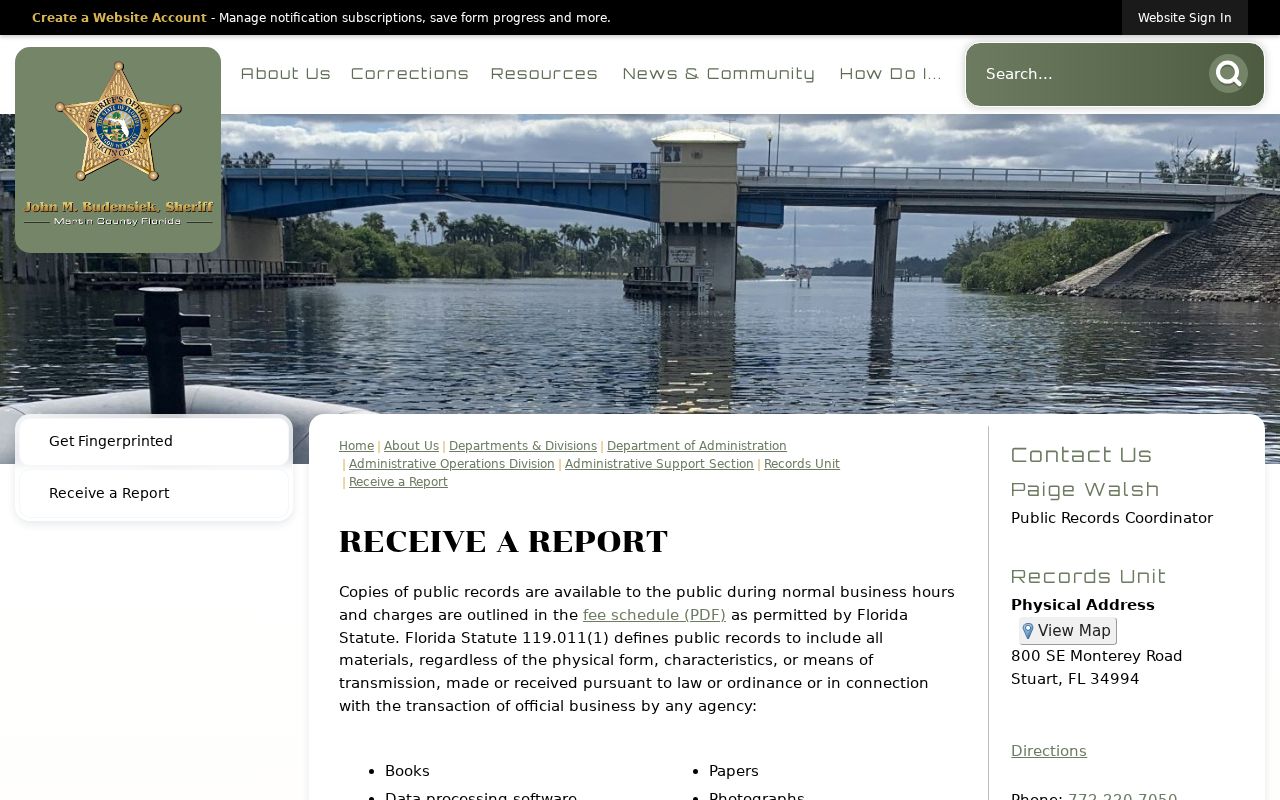Martin County arrest records Sheriff's Records Unit