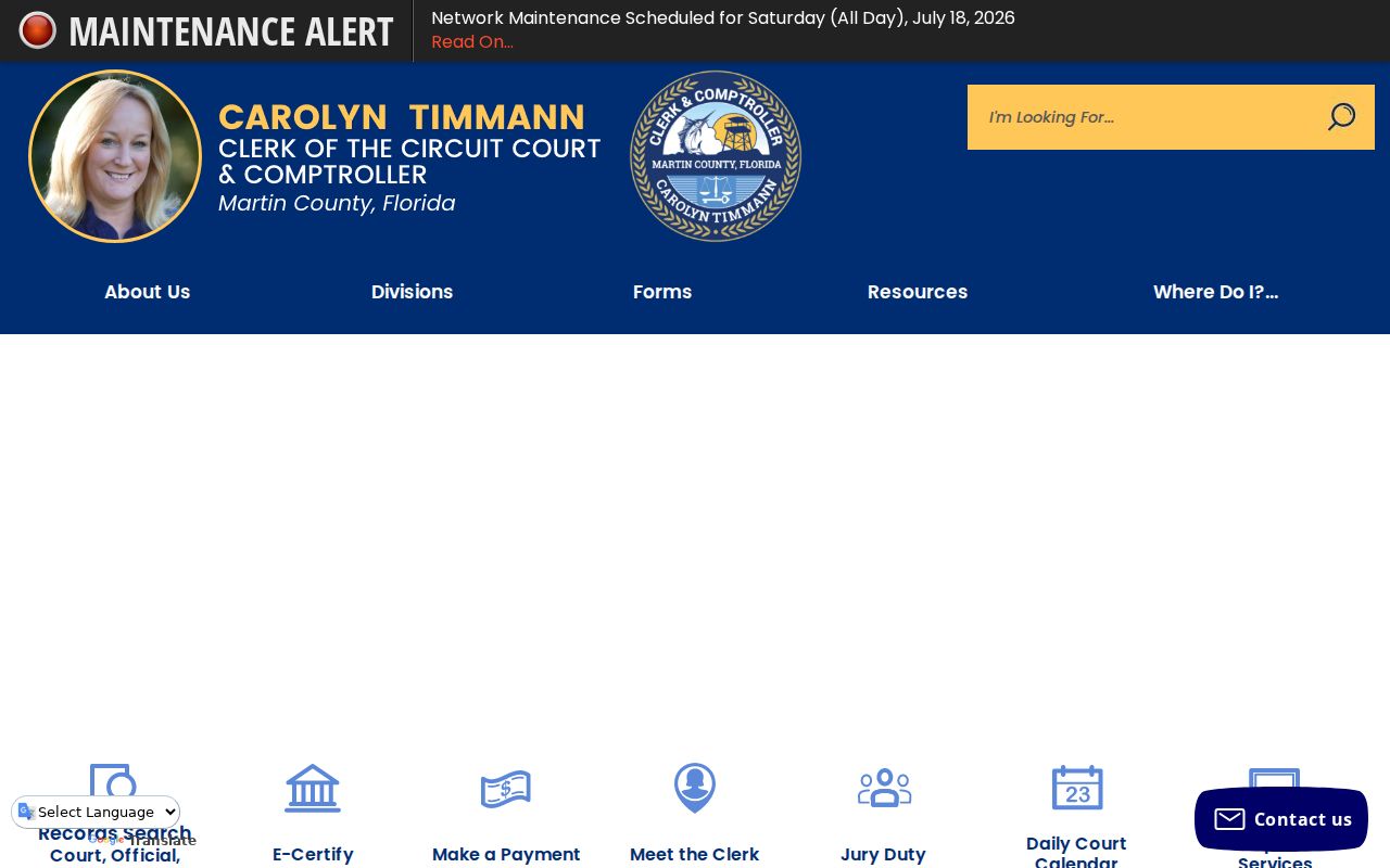 Martin County criminal record Clerk and Comptroller office